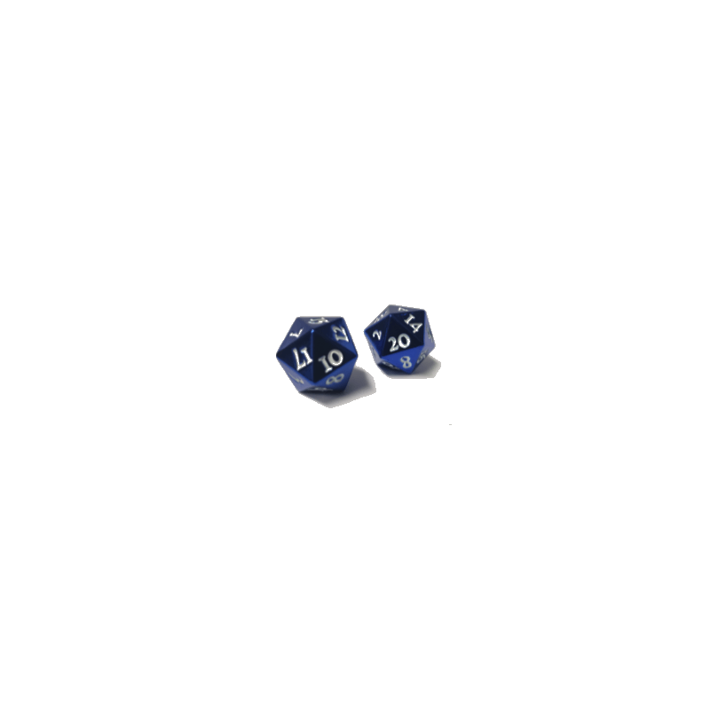 Ultra Pro Heavy Metal D20 2-Dice Set (Blue w/ White Numbers)